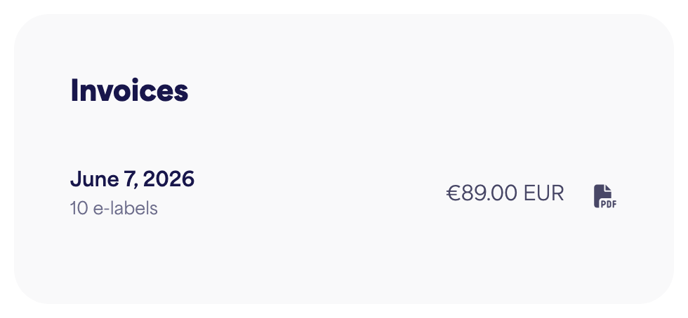 Seznam faktur s tlačítky pro stažení